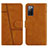 Leather Case Stands Flip Cover Holder Y01X for Samsung Galaxy S20 Lite 5G Light Brown