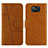 Leather Case Stands Flip Cover Holder Y01X for Xiaomi Poco X3 NFC Light Brown