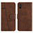 Leather Case Stands Flip Cover Holder Y01X for Xiaomi Redmi 9AT Brown