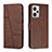 Leather Case Stands Flip Cover Holder Y01X for Xiaomi Redmi Note 12 Pro 5G Brown