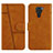 Leather Case Stands Flip Cover Holder Y01X for Xiaomi Redmi Note 9 Light Brown