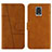 Leather Case Stands Flip Cover Holder Y01X for Xiaomi Redmi Note 9 Pro Max Light Brown