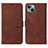 Leather Case Stands Flip Cover Holder Y02B for Apple iPhone 13 Brown
