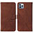Leather Case Stands Flip Cover Holder Y02B for Apple iPhone 13 Pro Max Brown