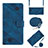 Leather Case Stands Flip Cover Holder Y02B for Huawei Honor 9X Blue