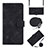 Leather Case Stands Flip Cover Holder Y02B for Huawei Nova Y71 Black