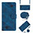 Leather Case Stands Flip Cover Holder Y02B for Huawei Nova Y71 Blue