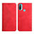 Leather Case Stands Flip Cover Holder Y02X for Motorola Moto E30 Red