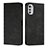 Leather Case Stands Flip Cover Holder Y02X for Motorola Moto E32 Black