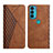 Leather Case Stands Flip Cover Holder Y02X for Motorola Moto Edge 20 5G Brown