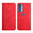 Leather Case Stands Flip Cover Holder Y02X for Motorola Moto Edge 20 Pro 5G Red