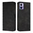 Leather Case Stands Flip Cover Holder Y02X for Motorola Moto Edge 30 Neo 5G Black
