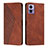 Leather Case Stands Flip Cover Holder Y02X for Motorola Moto Edge 30 Neo 5G Brown