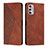 Leather Case Stands Flip Cover Holder Y02X for Motorola Moto G Stylus (2022) 4G Brown