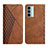 Leather Case Stands Flip Cover Holder Y02X for Motorola Moto G200 5G Brown