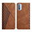 Leather Case Stands Flip Cover Holder Y02X for Motorola Moto G51 5G Brown