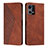Leather Case Stands Flip Cover Holder Y02X for Oppo Reno7 4G Brown