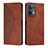 Leather Case Stands Flip Cover Holder Y02X for Oppo Reno8 5G Brown