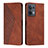 Leather Case Stands Flip Cover Holder Y02X for Oppo Reno9 5G Brown