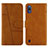 Leather Case Stands Flip Cover Holder Y02X for Samsung Galaxy A10 Light Brown