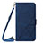 Leather Case Stands Flip Cover Holder Y03B for Samsung Galaxy M53 5G Blue