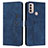 Leather Case Stands Flip Cover Holder Y03X for Motorola Moto E20 Blue