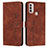 Leather Case Stands Flip Cover Holder Y03X for Motorola Moto E30 Brown