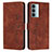 Leather Case Stands Flip Cover Holder Y03X for Motorola Moto Edge S30 5G Brown