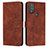 Leather Case Stands Flip Cover Holder Y03X for Motorola Moto G Power (2022) Brown