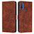 Leather Case Stands Flip Cover Holder Y03X for Motorola Moto G Pure Brown