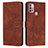 Leather Case Stands Flip Cover Holder Y03X for Motorola Moto G10 Brown