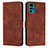Leather Case Stands Flip Cover Holder Y03X for Motorola Moto G22 Brown