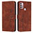 Leather Case Stands Flip Cover Holder Y03X for Motorola Moto G30 Brown