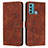 Leather Case Stands Flip Cover Holder Y03X for Motorola Moto G60 Brown