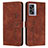 Leather Case Stands Flip Cover Holder Y03X for OnePlus Nord N300 5G Brown