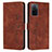 Leather Case Stands Flip Cover Holder Y03X for Oppo A55S 5G Brown