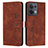 Leather Case Stands Flip Cover Holder Y03X for Oppo Reno9 Pro 5G Brown
