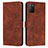 Leather Case Stands Flip Cover Holder Y03X for Xiaomi Poco M3 Brown