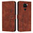 Leather Case Stands Flip Cover Holder Y03X for Xiaomi Redmi Note 9 Brown