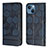 Leather Case Stands Flip Cover Holder Y04B for Apple iPhone 13 Blue