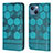 Leather Case Stands Flip Cover Holder Y04B for Apple iPhone 13 Cyan