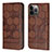Leather Case Stands Flip Cover Holder Y04B for Apple iPhone 13 Pro Max Brown