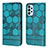 Leather Case Stands Flip Cover Holder Y04B for Samsung Galaxy A23 5G Cyan