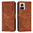 Leather Case Stands Flip Cover Holder Y04X for Motorola Moto Edge X30 Pro 5G Brown