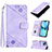 Leather Case Stands Flip Cover Holder Y06B for Apple iPhone 13 Purple