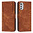 Leather Case Stands Flip Cover Holder Y08X for Motorola Moto E32s Brown