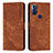 Leather Case Stands Flip Cover Holder Y08X for Motorola Moto G Power (2022) Brown