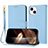 Leather Case Stands Flip Cover Holder Y09X for Apple iPhone 14 Blue