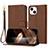 Leather Case Stands Flip Cover Holder Y09X for Apple iPhone 14 Brown