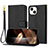 Leather Case Stands Flip Cover Holder Y09X for Apple iPhone 14 Plus Black